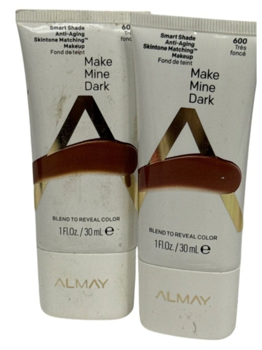 Lot of 2 Almay Smart Shade Anti-Aging Foundation 600 Make Mine Dark 1oz NEW